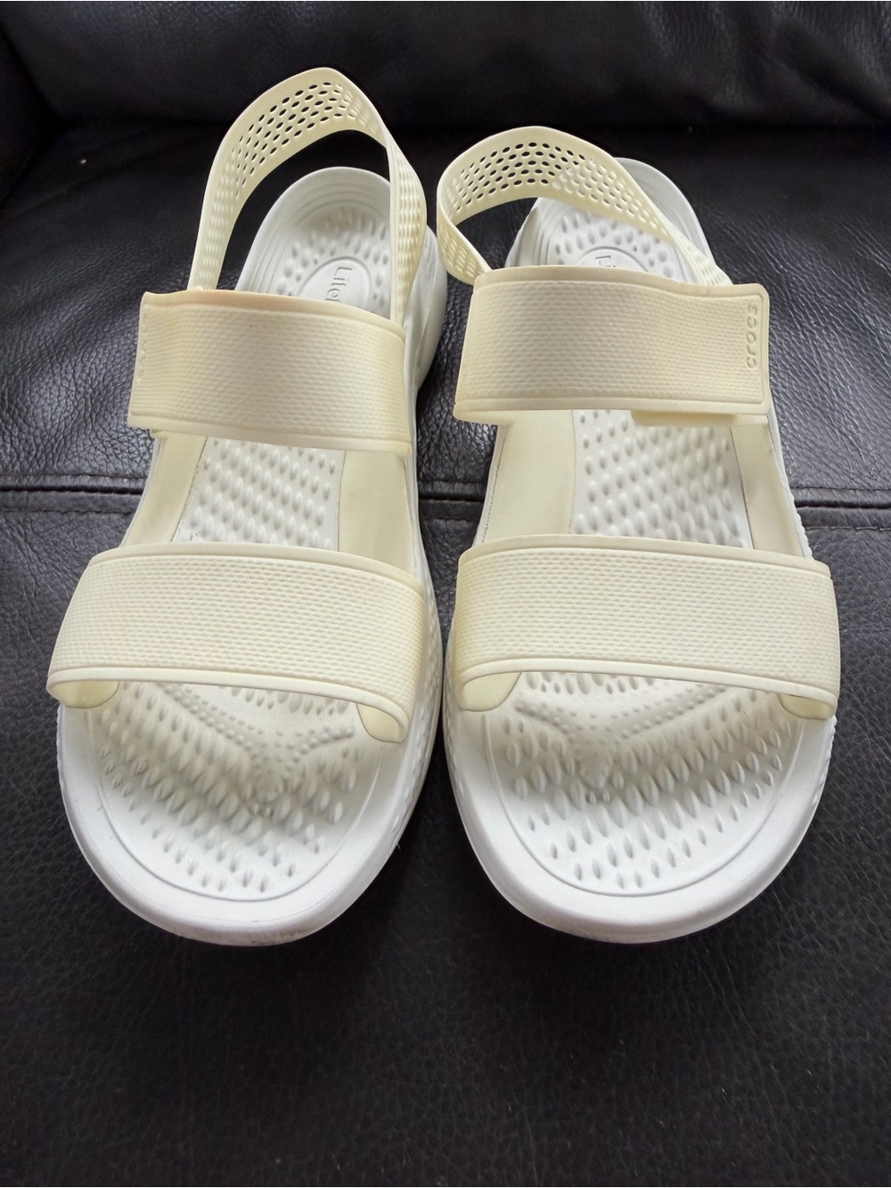CROCS Women’s LiteRide 360 Two-Strap Slingback Sandals in Cream and White